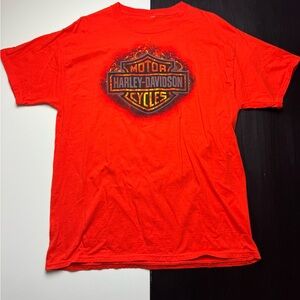 Harley Davidson Orange Men’s T-shirt Size XL Biker Rossiters Sarasota Florida